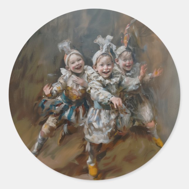 Pierrots - Pegatinas redondos para la estacionería (Anverso)