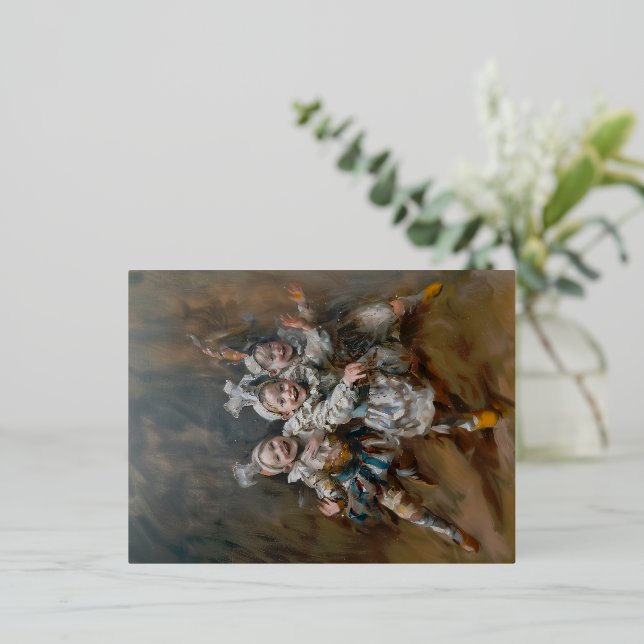 Pierrots - Postales de Relieve metalizado (Anverso de pie)