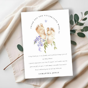 Pies de Bebé Adorables Floral Azul Invitación de B