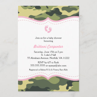 Pies de invitación Baby Shower para Chica de Camo