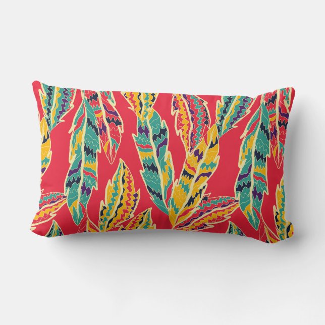Pies multicolores Almohada lumbar roja (Reverso )