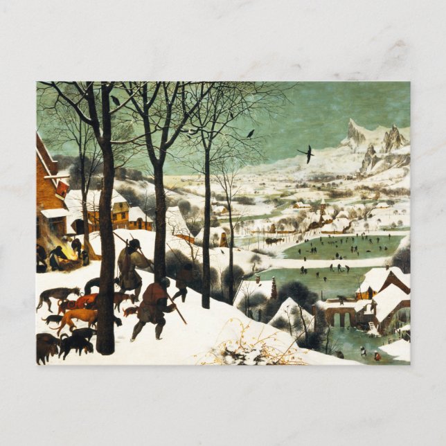 Pieter Bruegel Hunters en la postal de la nieve (Anverso)
