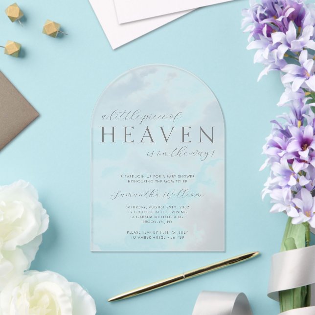 Pieza De Invitación Acrílica Del Heaven Baby Showe (Insitu (Boda))