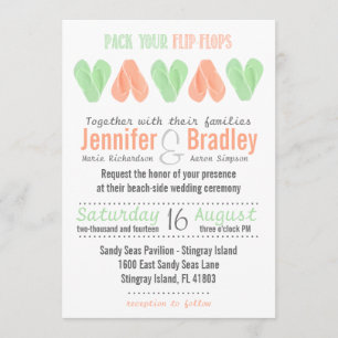 Pieza de Invitación de Boda Flip Flop de Playa