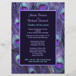 Pieza de pavo real morado de 6,5" x 8 Invitación a