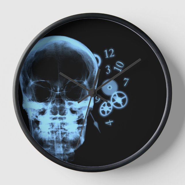 Piezas de cráneo y reloj de rayos X - Azul (Anverso)