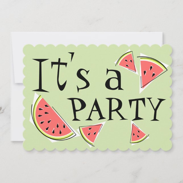 Piezas de sandía verdes es una invitación de fiest (Anverso)