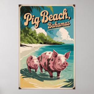 Pig Beach Bahamas Viaje Arte Vintage