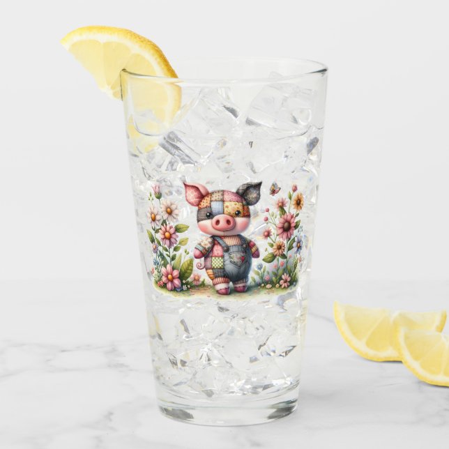 Piglet de patchwork lindo en jardín floral (Anverso (hielo))