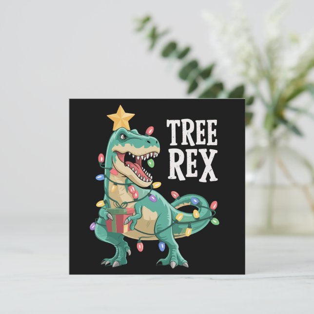 Pijama Rex árbol dinosaurio Navidad Luces Navidad  (Anverso de pie)