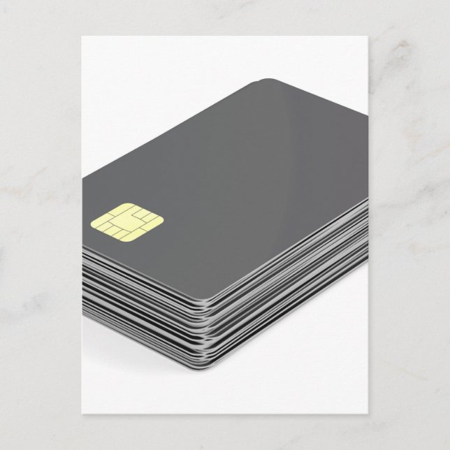 Pila con tarjetas de plástico en blanco con chip (Anverso)