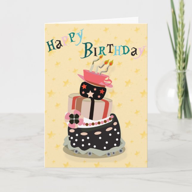 Pila de la torta de las tarjetas del feliz (Anverso)