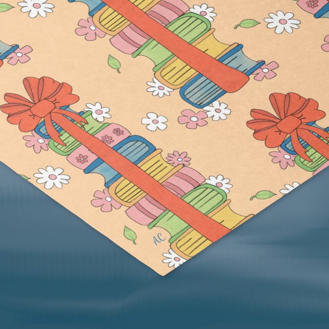 Pila de libros con papel de Tejido Retro del Patró (Beige tissue paper for book lovers .)