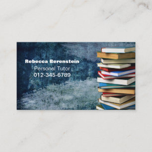 Pila de libros Tarjeta de visita privada Tutor Blu
