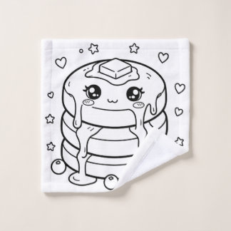 Pila de panqueques kawaii para colorear