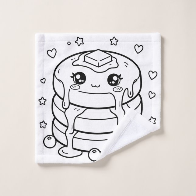 Pila de panqueques kawaii para colorear (Toallita)