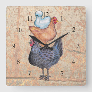 Pila de reloj de pared de los pollos
