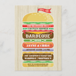 Pila Rústica de Hamburguesas Invitación para Boda