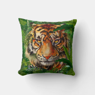 Pilar del tigre de la jungla Cojín decorativo de