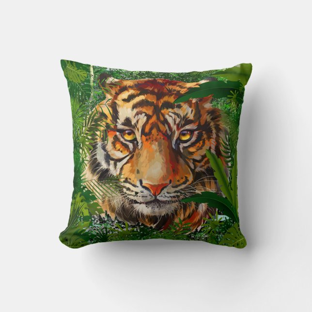 Pilar del tigre de la jungla | Cojín decorativo de (Anverso)