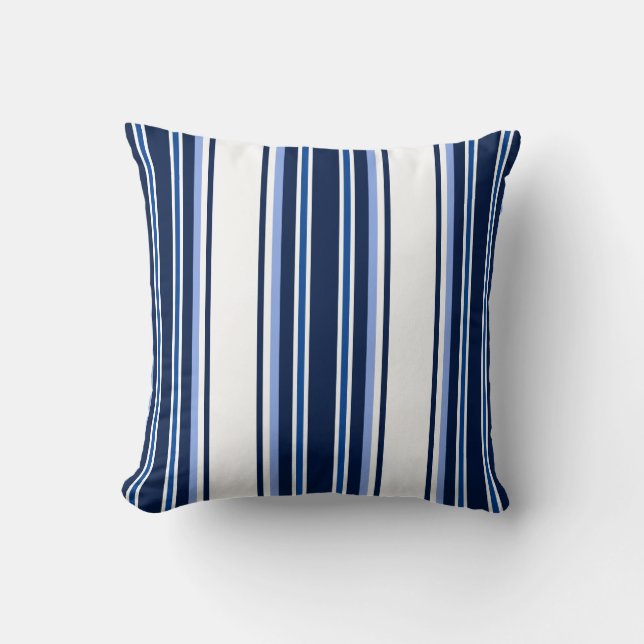 Pilar náutico, almohada azul a rayas blancas (Anverso)
