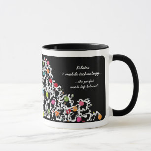 Pilates con la taza móvil de la tecnología, negr