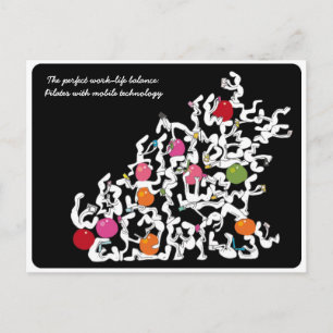 Pilates + postal de tecnología de mano, negro