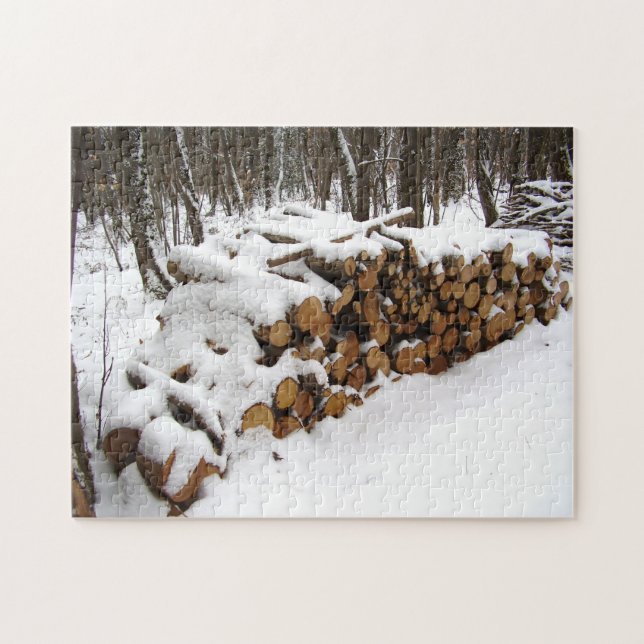 Pile de registro en el rompecabezas de fotos de Wo (Horizontal)