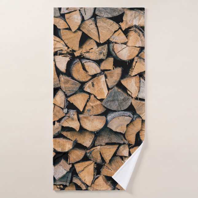 Pile of brown firewood (Toalla de baño)