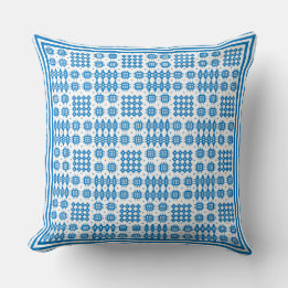 Pillow, cojín galés patrón de tapiz azul brillante