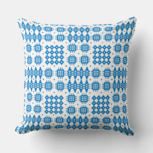 Pillow, cojín galés patrón de tapiz azul brillante