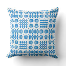 Pillow, cojín galés patrón de tapiz azul brillante
