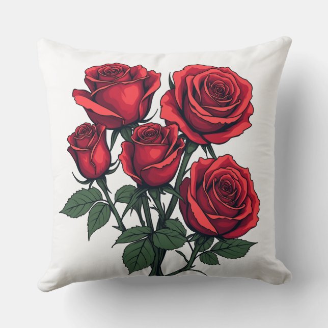 Pillow del cojín de la rosa roja (Reverso )