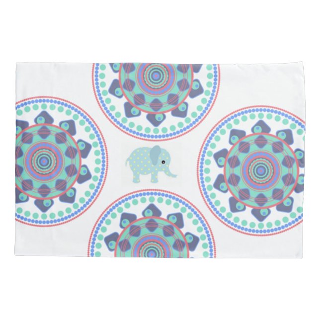 Pillow Funda Elefante Azul Mandala (Reverso)