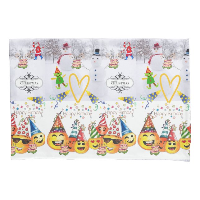 Pillow Funda Feliz cumpleaños navideño (Anverso)