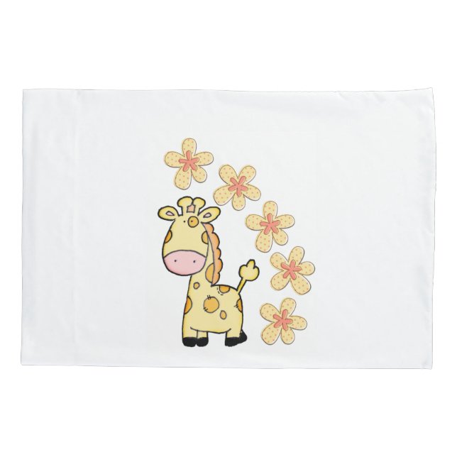 Pillow Funda White Giraffe Floral (Reverso)