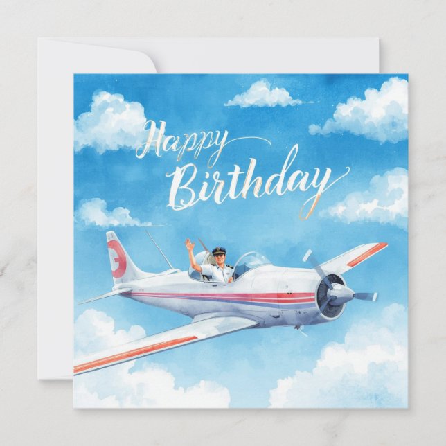 Pilot Happy Birthday on the airplane (Anverso)