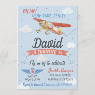 Piloto de acuarela e invitación de cumpleaños al a