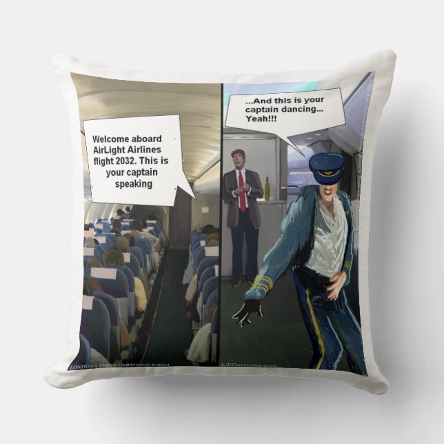Piloto de Aerolínea Hipster Divertido Almohada Gra (Anverso)