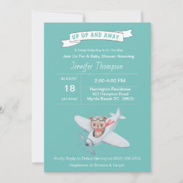 Piloto de oso e invitación Baby Shower al avión