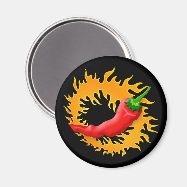 Pimienta chile con imán de llama (Anverso/Reverso)
