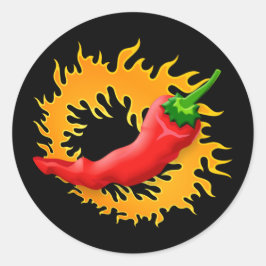 Pimienta chile con pegatinas de la llama