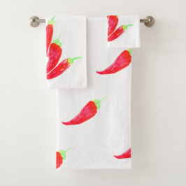 Pimientos de Chili Rojo Pintados a Mano con Acuare