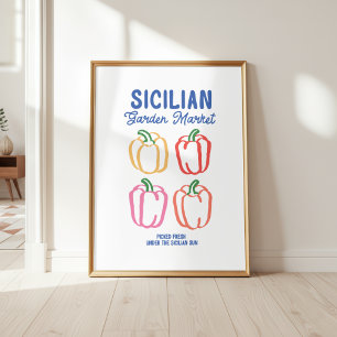 Pimientos de Mercado de Agricultores Arte de Pared