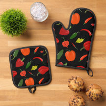 Pimientos picantes Oven Mitt & Pot Holding Set
