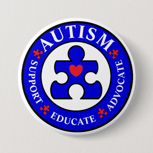 Pin azul del botón de la conciencia del autismo (Anverso)