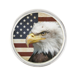 Pin Bandera americana del vintage con Eagle