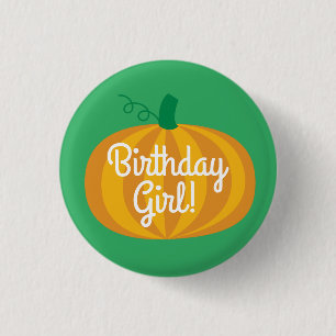 Pin botón Chica de cumpleaños de calabaza