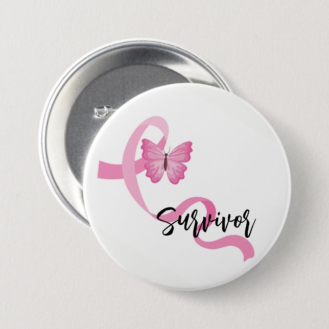 Pin botón Cinta rosa de Cáncer de Mama (Anverso y reverso)