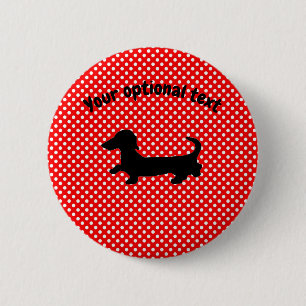 Pin botón Dachshund rojo y blanco